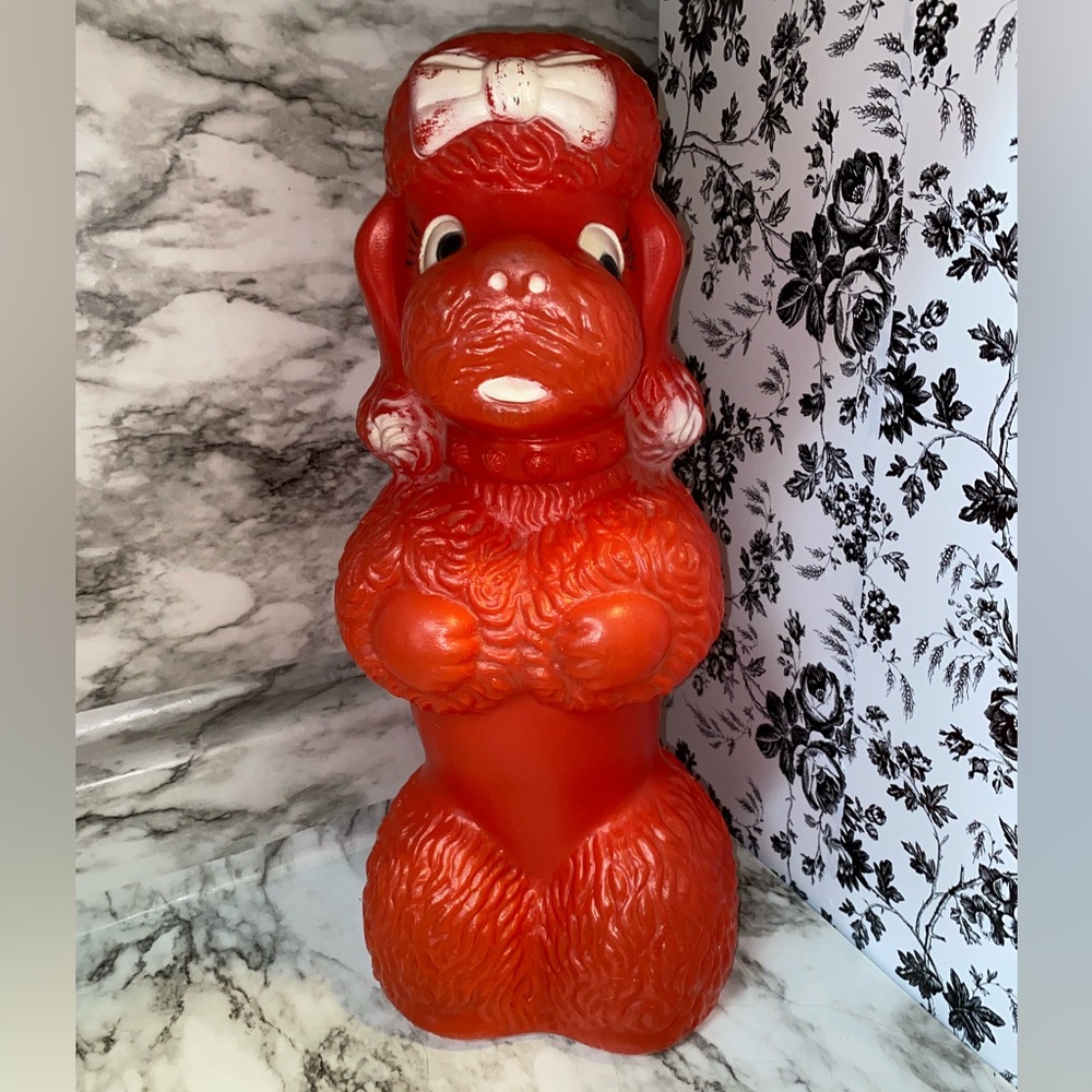 * vintage A.J. Renzi Corp 1965 red poodle blow mold, which piggy bank 16” tall